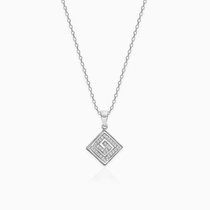 Silver Zircon Maze Pendant with Link Chain