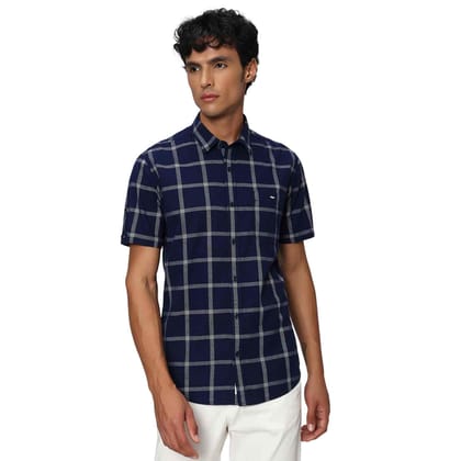 Mufti Blue Square Check Shirt