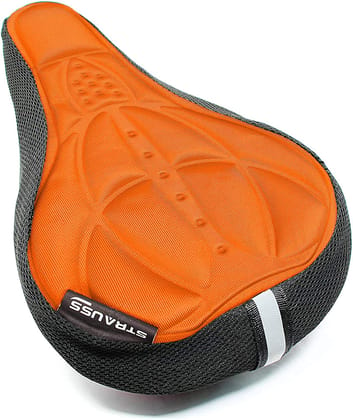 Strauss Saddle Seat Cover: Anti-Slip, Soft Padding, Breathable, Adjustable Straps, Fits All Cycles, Orange.-Strauss Saddle Seat Cover: Anti-Slip, Thick Padding, Breathable, Adjustable Straps, Fit