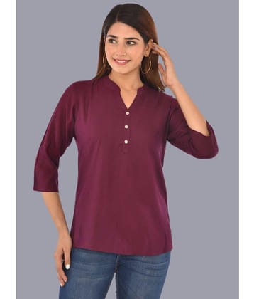 FABISHO Maroon Rayon Women's Shirt Style Top ( Pack of 1 ) - None