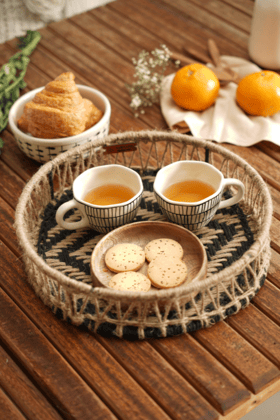 Sirohi Chakor Jute & Cotton Tray-Small
