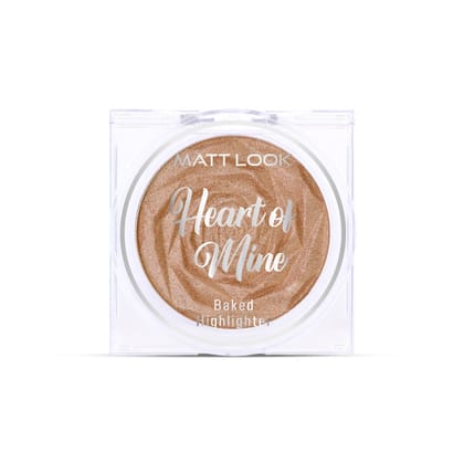 Matt Look Heart of Mine Baked Highlighter, Natural Luminous Glow, Blend seamlessly, Ultra Paralyzed Pigments, Highlighter that works wonders for face, Suitable for all skin types, Dream Light, 8g