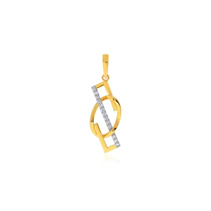 Senco Gold 18K Yellow Gold Abstract Linear Charm Diamond Pendant (Gold Weight -  1.6 g / 0.13 Ct / HI-SI)