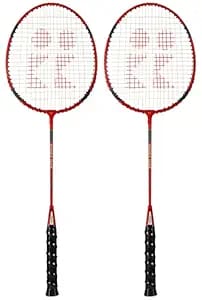 KONEX Aluminum-Alloy Badminton Racquet-(CI-410), 68 cm x 21 cm x 2 cm, Red, Pack of 2