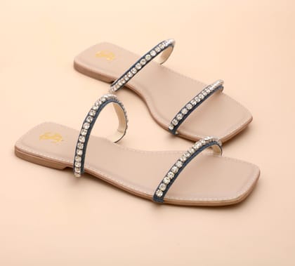 Beige-Denim Diamond Sliders-35