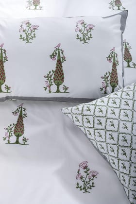 Azmat Cotton Percale Bedsheet-Single - 60 x 90 in / Green