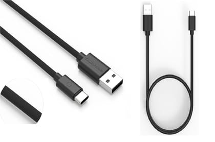 Twance1  Meter PVC and Braided Type C to USB Fast charging and data transfer Cable,  Black Color (Pack of 2)