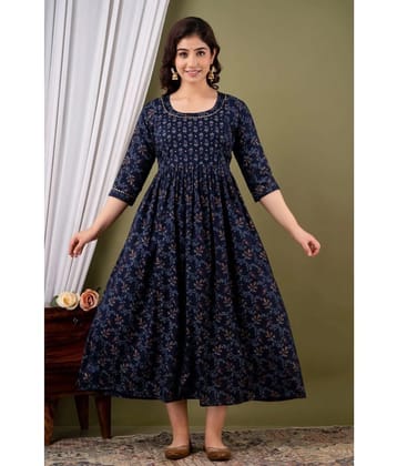 Nevisha Style Blue Cotton Maternity Kurta Single - M