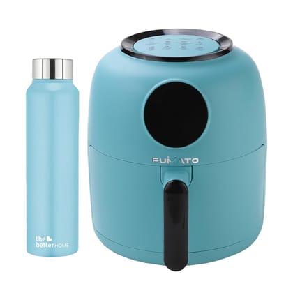 The Better Home FUMATO Aerochef Air fryer With Digital Touchscreen Panel 4.5L Light Blue  Stainless Steel Water Bottle 1 Litre Blue-The Better Home FUMATO Aerochef Air fryer With Digital Touchscr