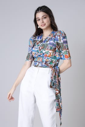V-Neck Puff Sleeves Ethnic Tie-Up Detail Wrap Top-XXS / White / TP0093-DPLZ000318-2 MTR-NIL-NIL-NIL-NIL-NIL-THW01-NIL-NIL-NIL-NIL-NIL--NIL-NIL