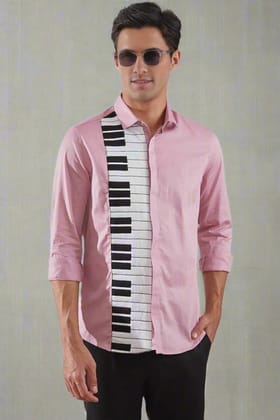 Panel Party Wear Pink Shirt-CAMEOPINK / M