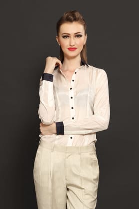 White Crepe Shirt-XS