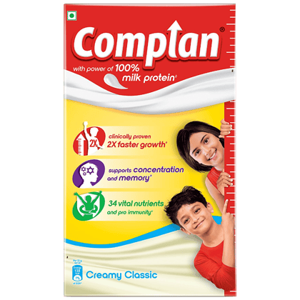 Complan Nutrition & Health Drink - 2X Faster Growth, 34 Vital Nutrients, Creamy Classic, 1 kg Refill