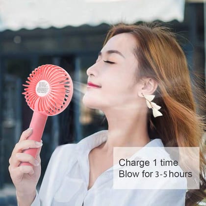 Mini Portable USB Hand Fan Built-in Rechargeable Battery Operated Summer Cooling Table Fan with Standing Holder Handy Base For Home Office Indoor Outdoor Travel (Multi color)