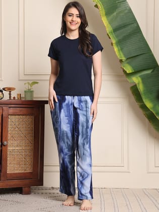 Blue Colour Soild Printed Viscose Rayon For Women-S
