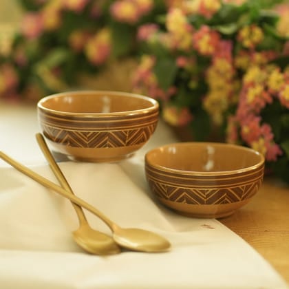 BARMER DINNER BOWLS Set of 2-YELLOW / CERAMIC / 2 BOWL