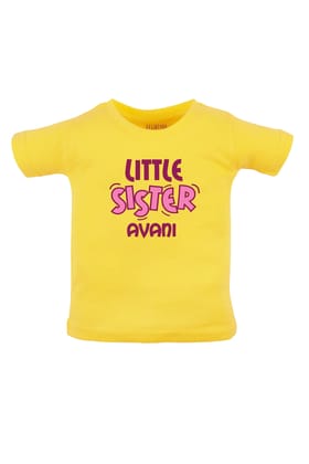 Little Sister W/ Custom Name KIDS T SHIRT-11-12 Yrs / Yellow