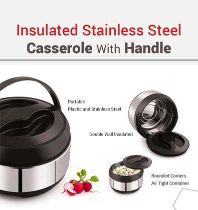 Small Multi Space Stainless Steel Insulated Casserole Hot-Pot with Plastic Cover, BPA-Free ( 500ml) 1 piece only