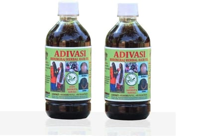 ADIVASI BHRINGRAJ AIVASI BHRINGRAJ HERBAL HAIR OIL Hair Oil (500 ml) Pack Of 2-Free Size