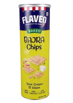 Flaveo Baked Gluten Free Sour Cream N Onion Bajra Chip, 150 gm