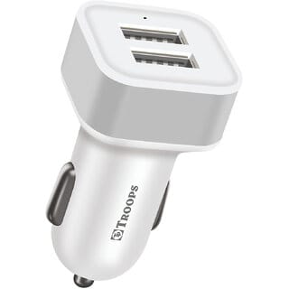 TP TROOPS Dual Port Car Charger, 20W Quick Charging,Smart IC Protection, Compatible with All Smartphone TP-639-Silver