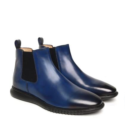 Blue Leather Light Weight Chelsea Boot by Brune & Bareskin-40/6