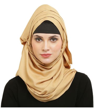 Evelia Gold Rayon Stitched Hijab - Single - Free Size