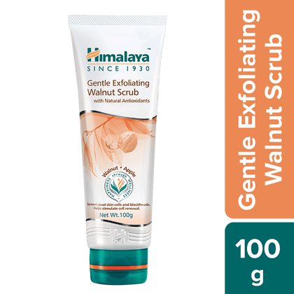 Himalaya Gentle Exfoliating Face Scrub - Walnut & Apple, Removes Dead Skin Cells, No Harmful Chemicals, 100% Herbal Actives, 100 G