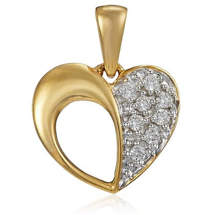 Senco Gold 18K Yellow Gold Golden Heart Diamond Pendant ( Gold Weight - 1.31 g / 0.09 Ct / HI-SI )