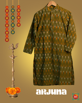 Green Pochampally Ikkat Mens Kurta Arjuna-38