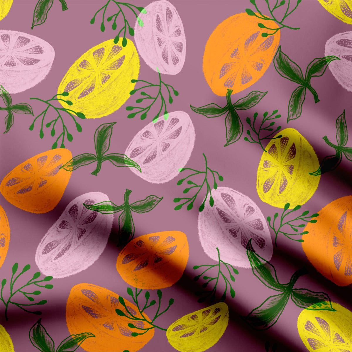 Citrus fruits in mauves-Cotton