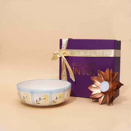 Ditsy Floral Bowl & Lotus Tealight Gift Box