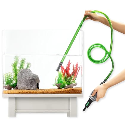 Buraq Siphon Cleaner, Adjustable Flow Gravel Vacuum with Built-in Filter, Easy Water Change & Debris Remover for Fish Tank Cleaner Pump for Auqarium