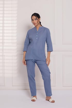 Everyday Linen Co-ord Set: Aqua-XS