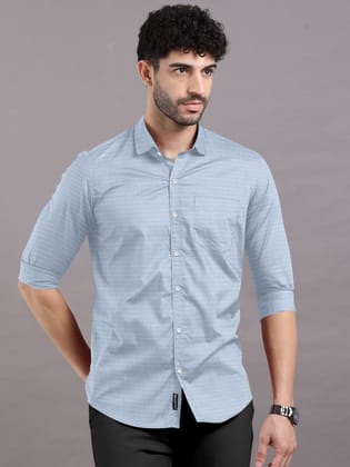 Dusty Blue Plain Shirt Collar-44 - XXL