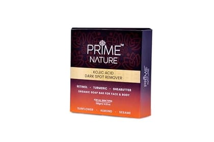 Prime Nature Kojic Acid & Turmeric Soap - Pack of 2 (120g each) | Organic Soap with Retinol, Sandalwood, Honey, & Goat Milk | Dark Spot Remover | Skin Whitening | Pigmentation Removal | Acne Treatment | Eczema Relief