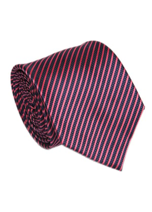 Men's Striped Formal Necktie - Navy Blue-Free / Navy Blue