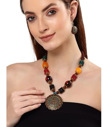 Sunhari Jewels Multicolor Alloy Necklace Set ( Pack of 1 ) - Multicolor