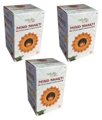 Nature Sure Mind Shakti Tablets for Memory & Concentration Pack of 3 - 60 Tablets Each