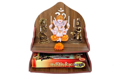OM JEWELRY Wooden Small Temple for Home|Puja Mandir|Wall Hanging and Table Top Home Mandir Temple|Home Decor Beautiful Wooden Temple (Y3, D.D.Tempal)