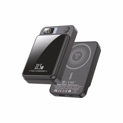 LYNE Powerbox 16 22.5W PD Output, Magnetic Wireless Charging-BLACK