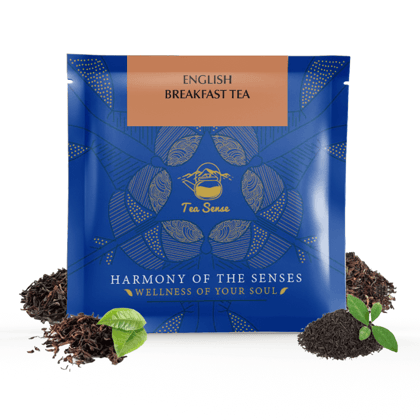 TEA SENSE English Breakfast Tea | 15 Pc Pyramid Tea Bags | Darjeeling & Assam Blend | Strong, Healthy, and Smooth | Makes 50+ Cups | Energize Your Mornings