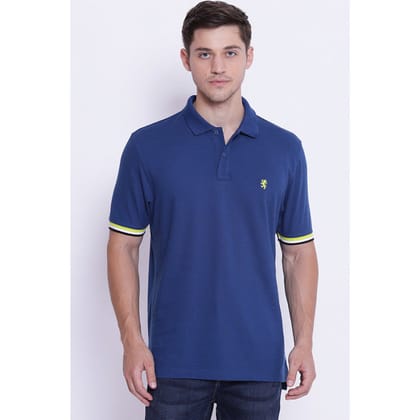 Red Tape Men's Airforce Blue CollaRed T-SHIRT