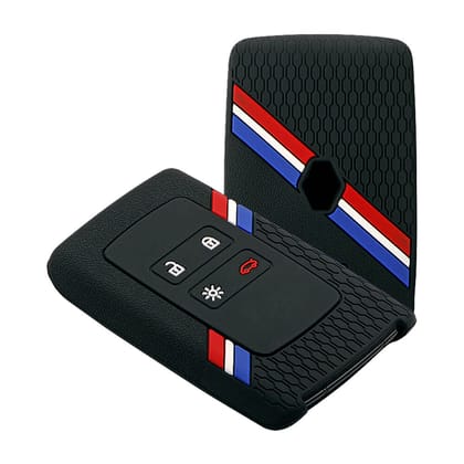 Keyzone striped key cover fit for : Triber, Kiger smart card (KZS-16)-Black