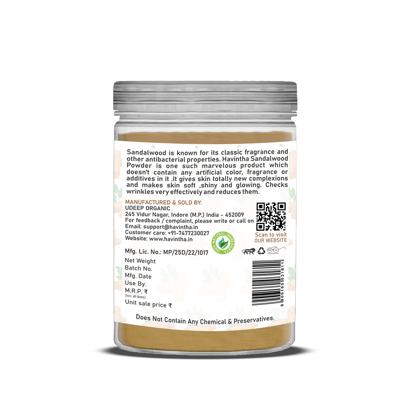 Havintha Sandalwood powder for Glowing Skin | Natural Skin Care | Pure & Natural Skin Care | 250 Grams (JAR)