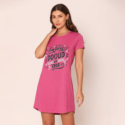 Women Cotton Sleepshirt - Fuschia Fuschia S