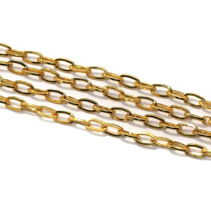 1 Mtr, 12x6mm Metal Chain Golden-Golden / Iron