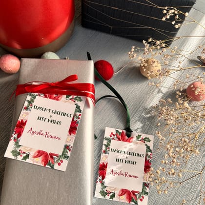 Xmas Ribbon Tags - Holiday Wreath-16 Ribbon Tags