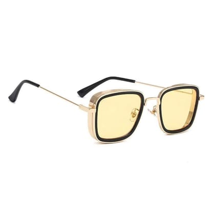 Dervin Kabir Singh Inspired Lightweight Unisex Square Sunglasses (Gold-Yellow)