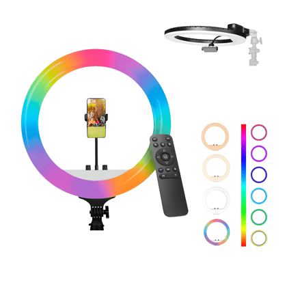 Digitek (DRL-18 RGB) RGB LED Ring Light 46cm for YouTube | Photo-Shoot | Video Shoot | Live Stream | Makeup & Vlogging | Compatible with iPhone/Android Phones & Camera